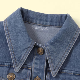 Girls Blue Denim Pleated A-line Dress Casual Dresses