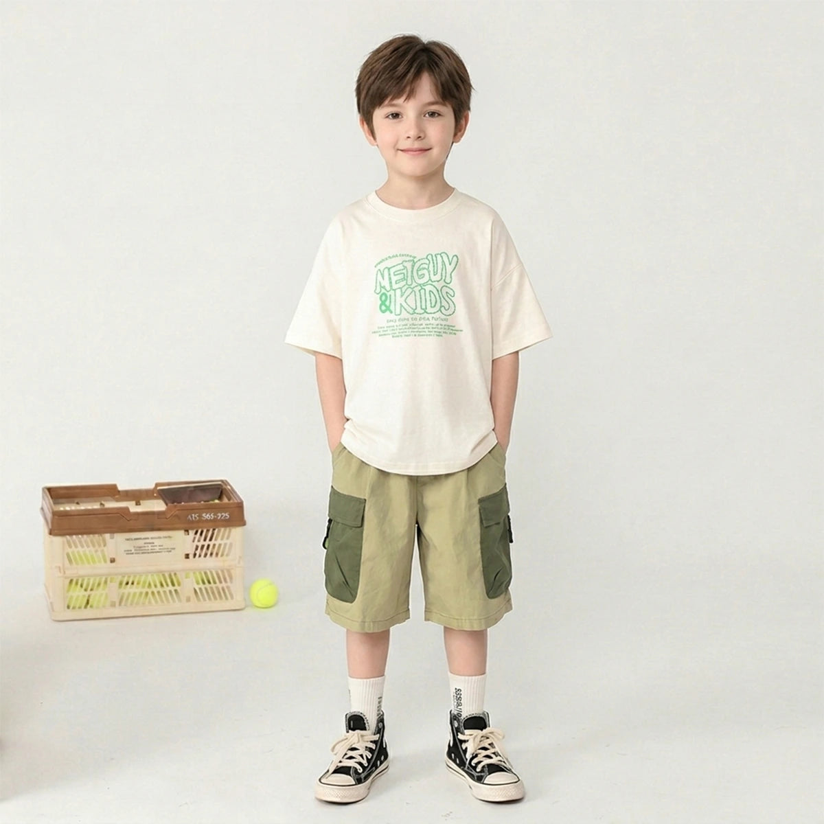 Boys Khaki Cotton Cargo Shorts with Contrast Flap Pockets Shorts Khaki 3-4 Y