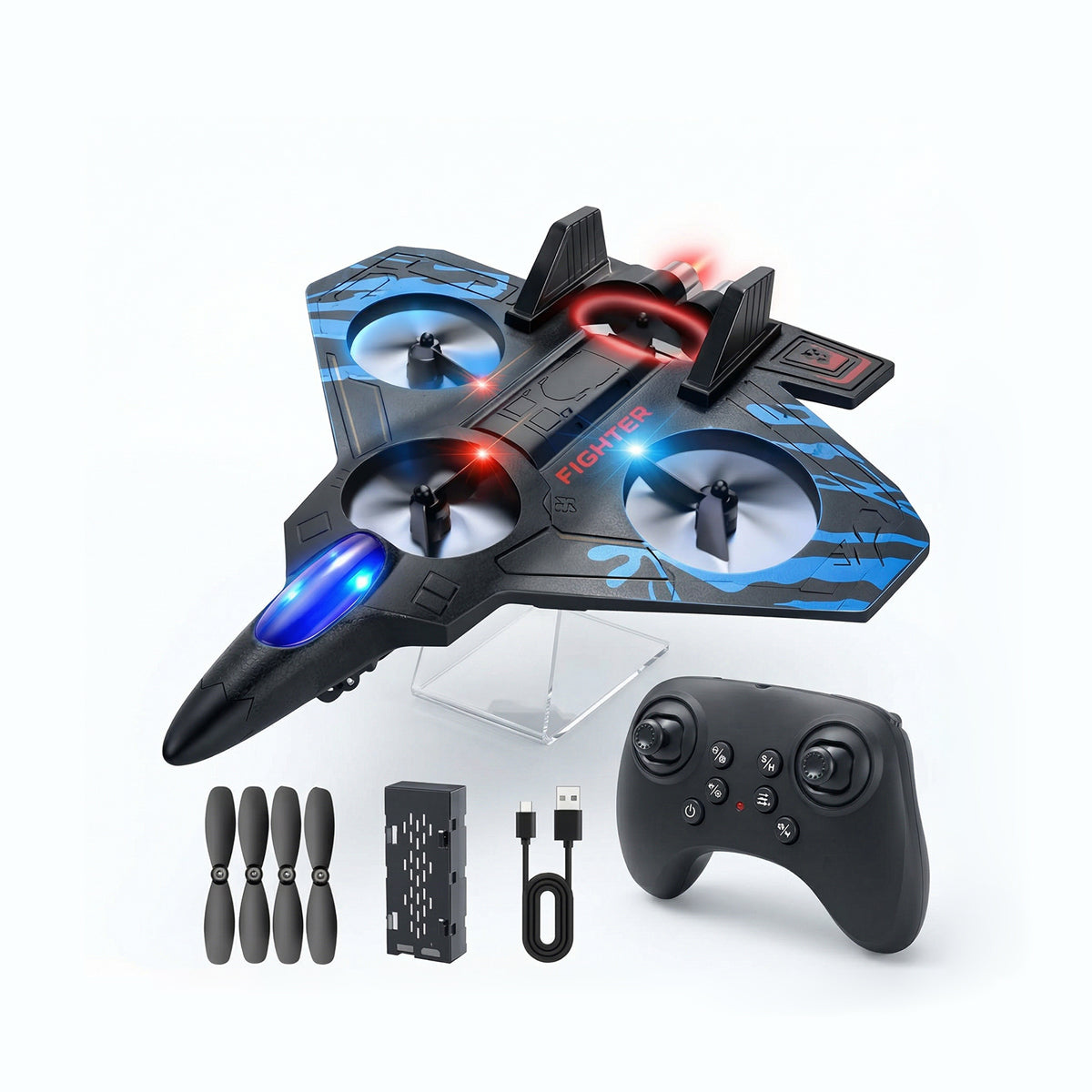 Remote Control Star Fighter Plane with Bright LED Lights Wireless Controller Stable Flying RC Toy for Kids Trending Accessories Surprise Shade Onesize