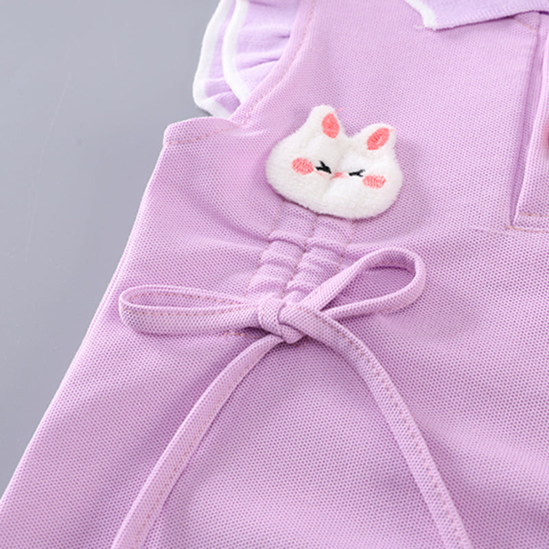 Girls Purple Cat Appliqued Flutter Sleeves Top With Balloon Shorts Set 2 pc. Sets