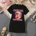 Girls Black Graphic Short Sleeve T-Shirt Dress Casual Dresses Black 4-5 Y