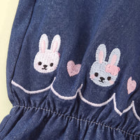 Girls Blue Embroidered Denim Pants Pants