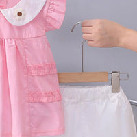 Girls Pink Flower Applique Ruffle Top With Shorts Set Sets