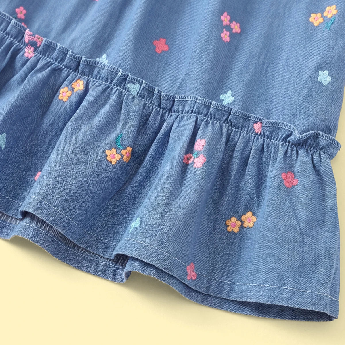 Girls Blue Floral Short Sleeve A-Line Dress Casual Dresses