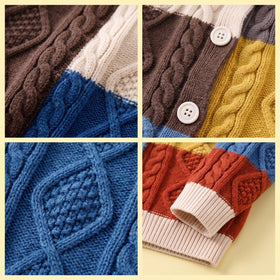 Boys Multicolour Cable Knit Long Sleeve Cardigan Sweaters & Cardigans
