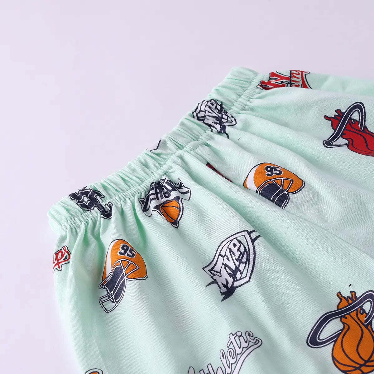 Boys Light Green AOP Graphics Short Sleeve T-Shirt With Elasticated Shorts Sets Sets