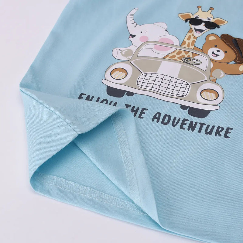 Boys Sky Blue Animal Print Short Sleeve T-Shirt With Shorts Sets 2 pc. Sets