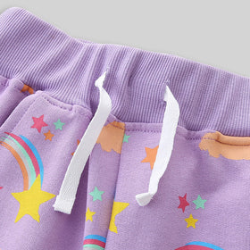 Girls Printed Rib Waist Elasticated Shorts Shorts   