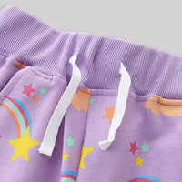 Girls Printed Rib Waist Elasticated Shorts Shorts   