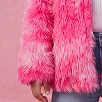 Girls Pink Solid Faux Fur Jacket Coats & Jackets