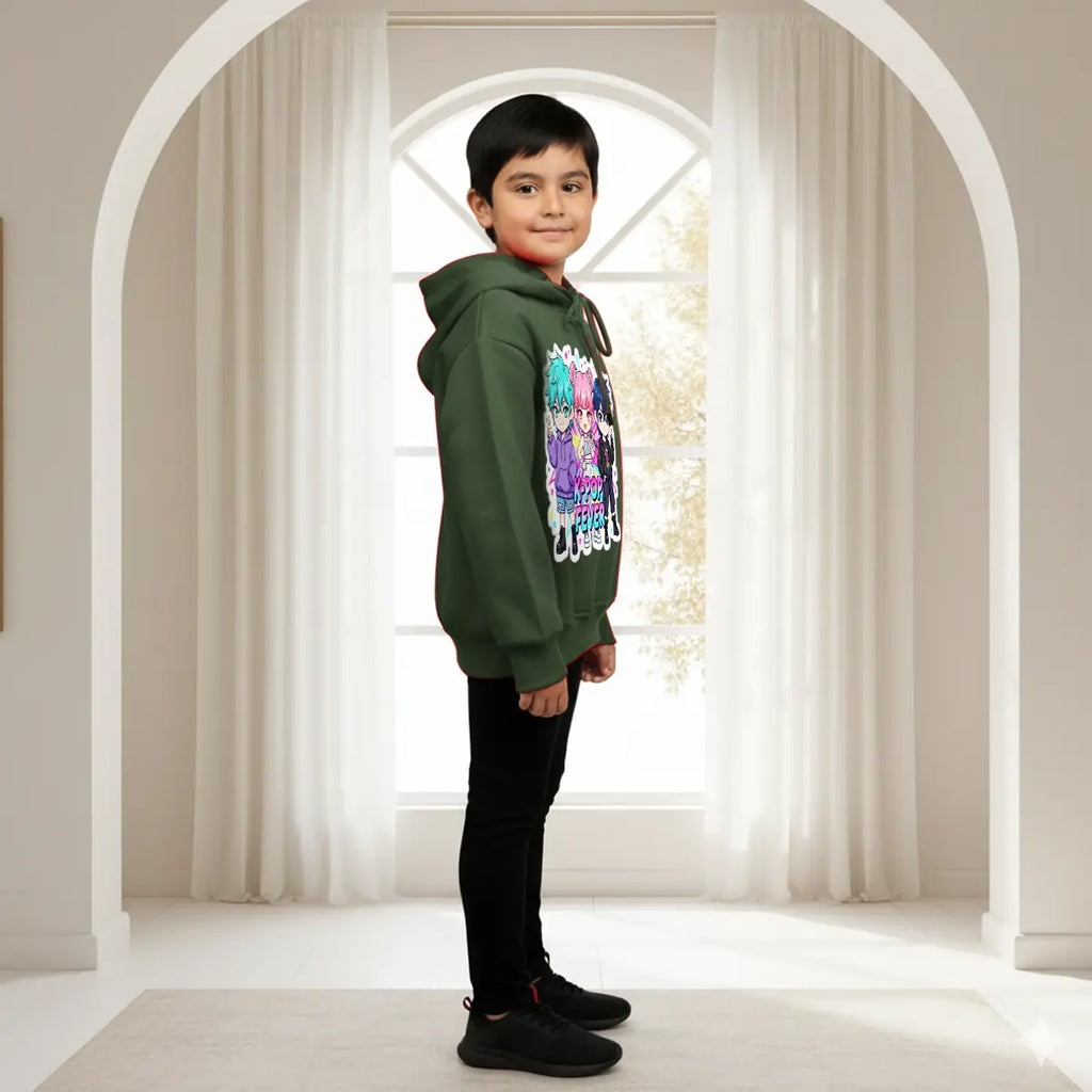 Boys Green K-POP Fever Graphics Hoodies Sweatshirts & Hoodies