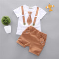 Boys Short Sleeve T-Shirt With Corduroy Shorts Set Sets Brown 1-2 Y 