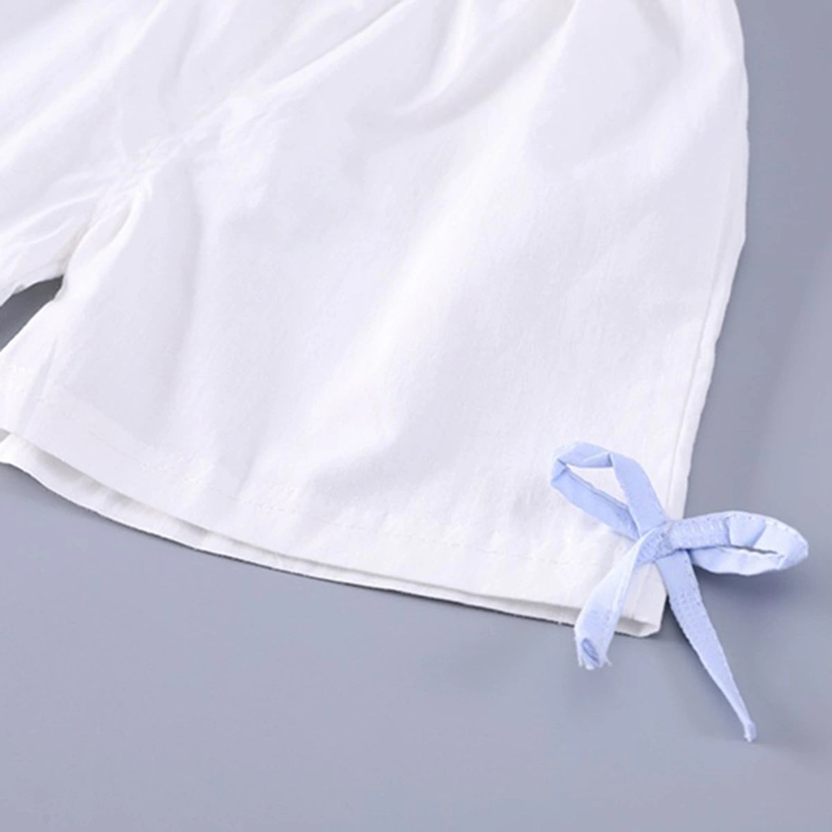 Girls Light Blue Flower Applique Top With Shorts Sets 2 pc. Sets