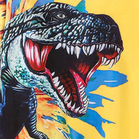 Boys Yellow Dinosaur Printed Short Sleeve Tshirt Tshirts