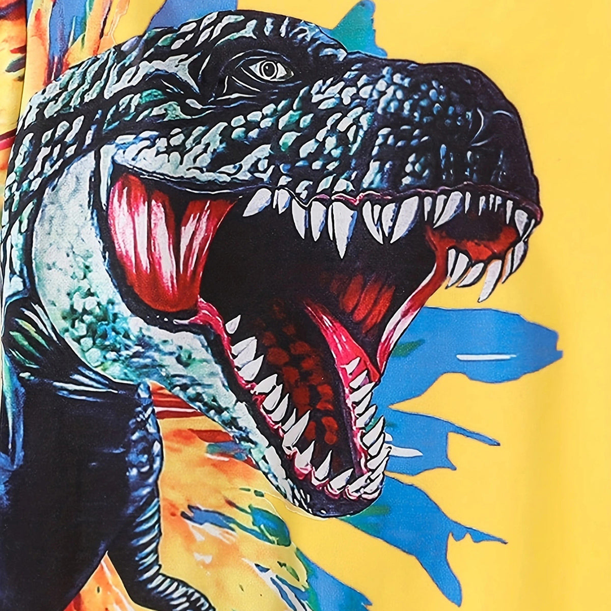 Boys Yellow Dinosaur Printed Short Sleeve Tshirt Tshirts