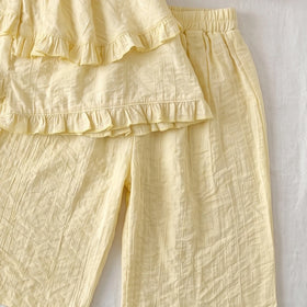 Girls Cream Sleeveless Top With Elasticated Pants Sets 2 pc. Sets