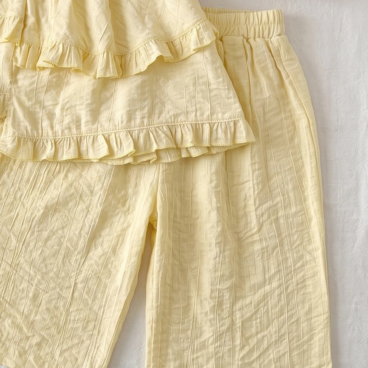 Girls Cream Sleeveless Top With Elasticated Pants Sets 2 pc. Sets
