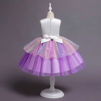 Girls Purple Unicorn Embroidered Sleeveless Fit & Flare Party Wear Dress Party Dresses