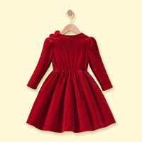 Girls Red Floral Applique Fit & Flare Dress Casual Dresses