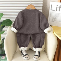 Boys Grey Typographic Regular Sweatshirt With Pants Sets 2 pc. Sets