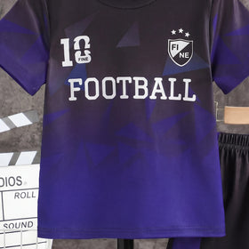 Boys Black Typographic Print Short Sleeve T-Shirt With Shorts Sets 2 pc. Sets