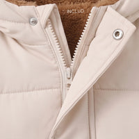 Boys Beige Fur Hooded Puffer Jacket Coats & Jackets