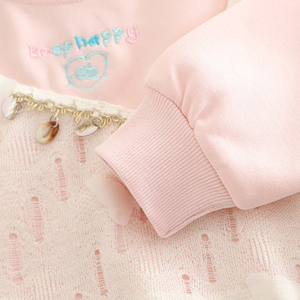 Girls Light Pink Embroidered Sweatshirt With Pants Set 2 pc. Sets