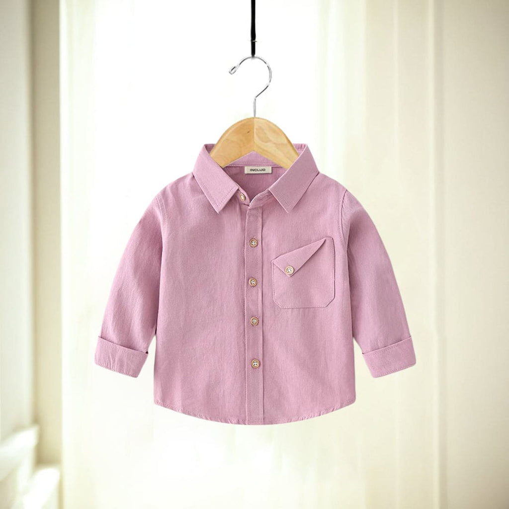 Boys Pink Long Sleeve Regular Shirt