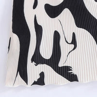 Girls Black Abstract Print Pleated Sleeveless Dress Casual Dresses