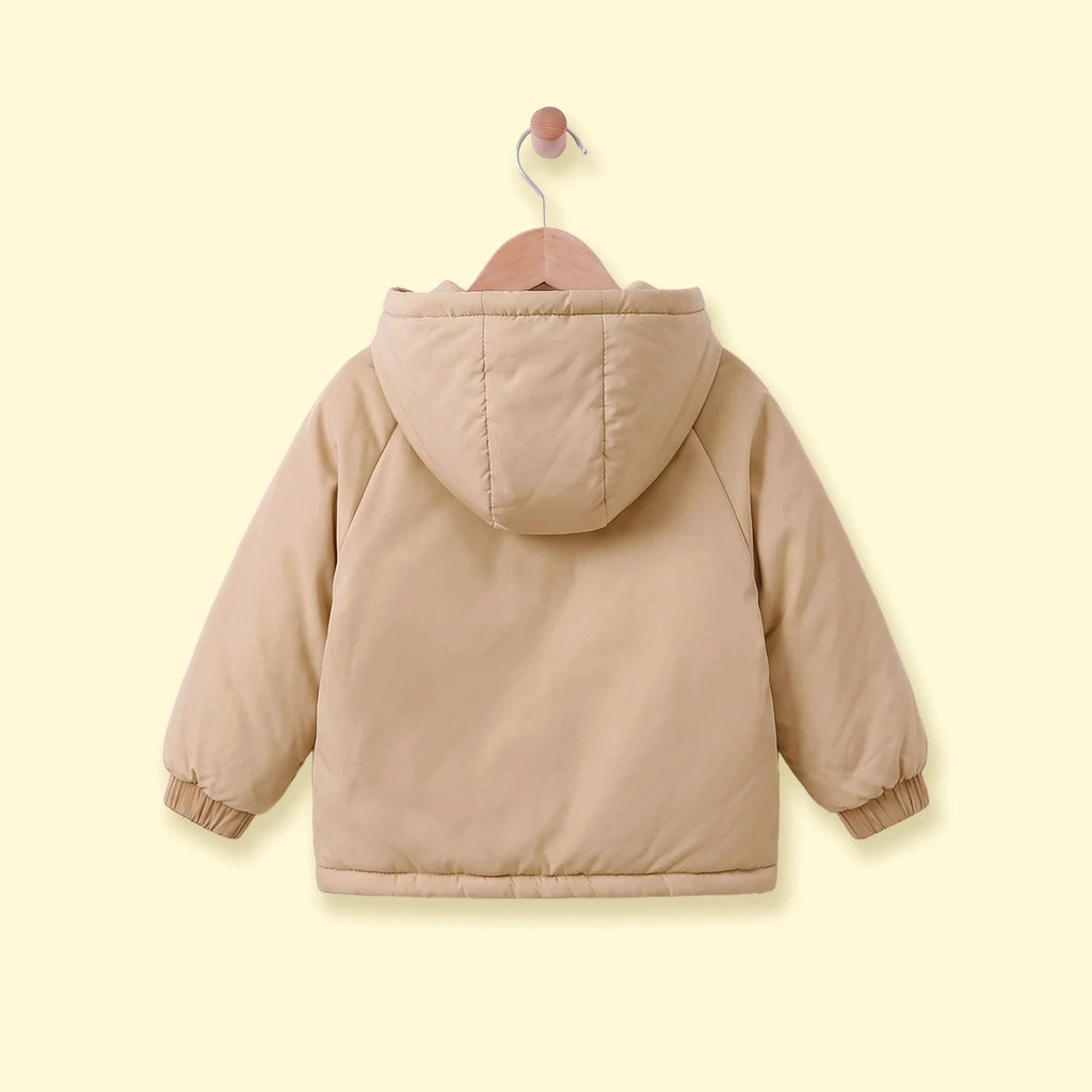 Boys Light Brown Long Sleeve Hooded Zip-up Jacket Coats & Jackets