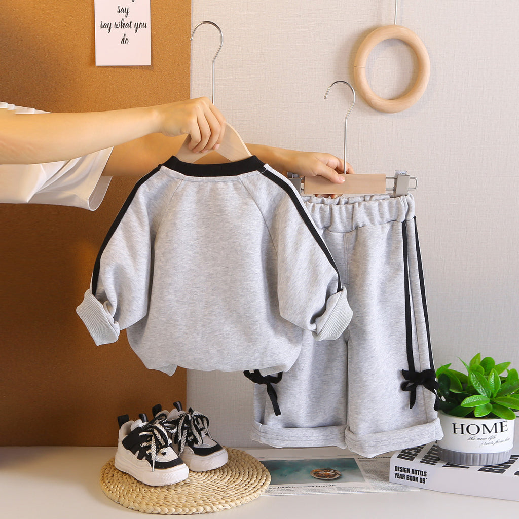 Girls Grey Rabbit Printed Sweatshirt With Pants Set 2 pc. Sets