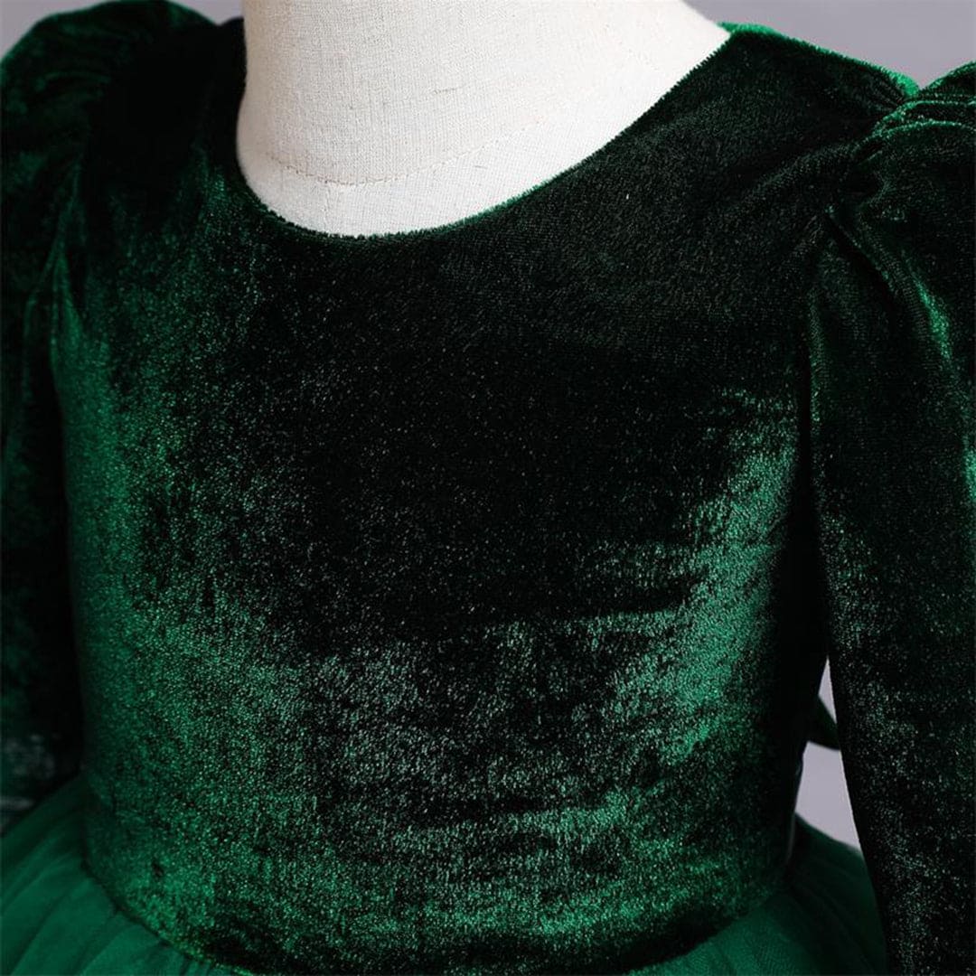 Girls Long Sleeves Velvet Party Wear Dress Party Dresses   