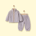 Girls Grey Polka Dot Printed Fleece Jacket & Pants Co-ord Sets Sets Grey 1-2 Y