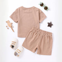 Boys Brown Short Sleeves T-Shirt With Shorts Co-ord Sets Sets