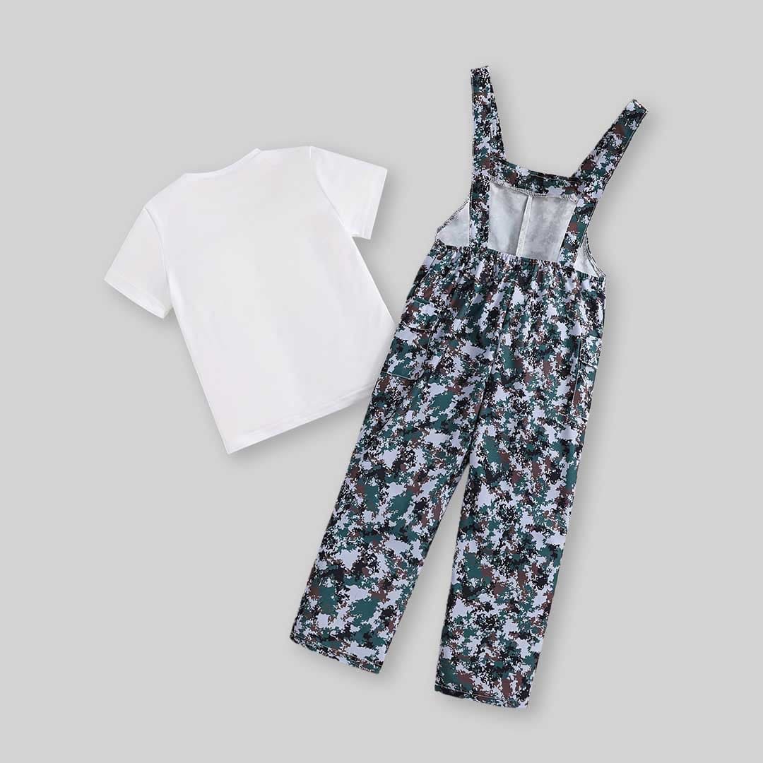 Girls Long Leg Dungaree With Graphic T-Shirt Set 2 pc. Sets   