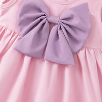 Girls Pink Sleeveless Fit & Flare Dress With Bow Detail Casual Dresses