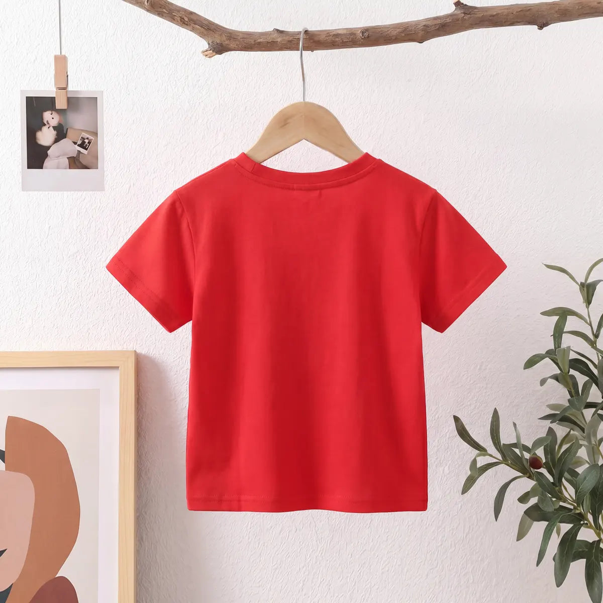 Girls Red Happy Planet Typography Print Short Sleeve T-Shirt Tshirts