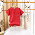 Boys Red Printed T-Shirt With Elasticated Shorts Sets 2 pc. Sets Red 1-2 Y