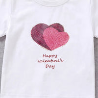 Girls White Short Sleeve Heart Print T-Shirt Tshirts