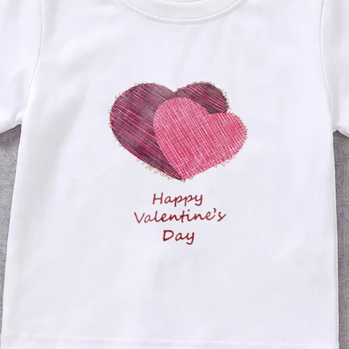 Girls White Short Sleeve Heart Print T-Shirt Tshirts
