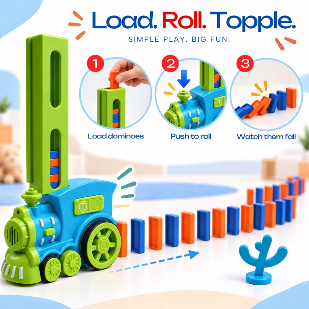 Automatic Domino Train Building Toy with 40 Tiles Trending Accessories