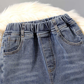 Girls Elasticated Waist Denim Trousers Pants   