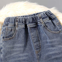 Girls Elasticated Waist Denim Trousers Pants   
