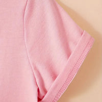 Girls Pink Bow Graphic Short Sleeve T-Shirt Tshirts
