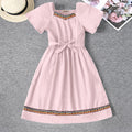 Girls Pink Lace Border Fit & Flare Dress Casual Dresses Pink 6-7 Y