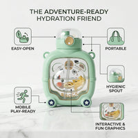 Kids Mint Green Bear Cartoon Straw Water Bottle Trending Accessories