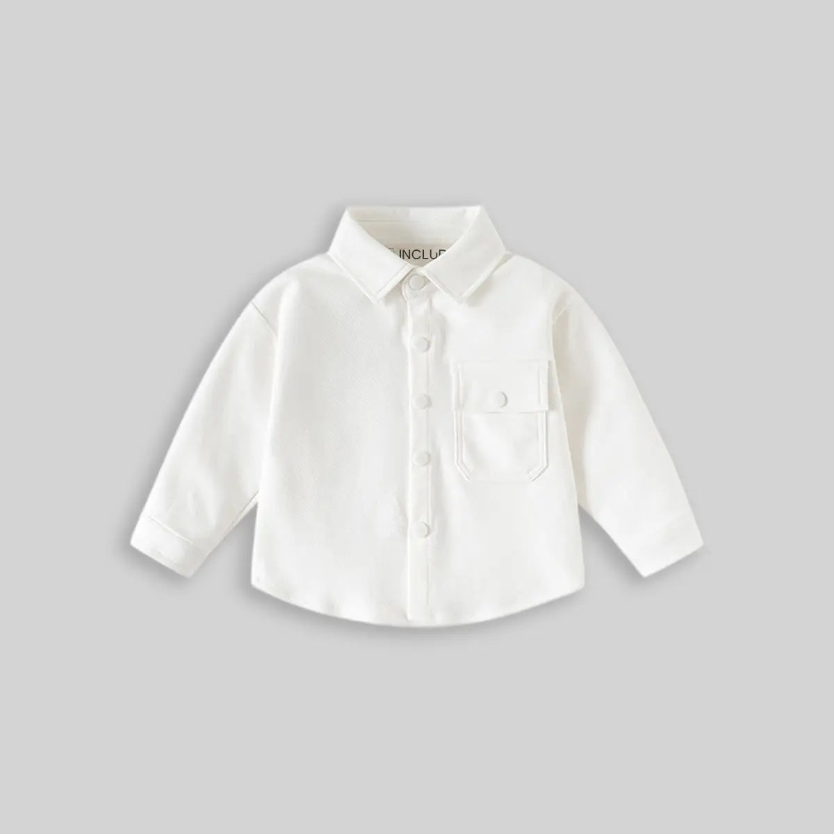 Boys White Textured Long Sleeve Shirt with Pocket Shirts