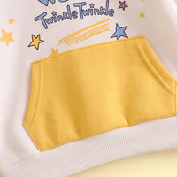 Girls Yellow Star Print Typographic Sweatshirt & Pants Sets Sets