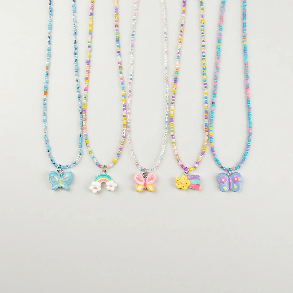 Pack Of 5 Girls Multicolour Butterfly and Rainbow Beaded Necklace Sets Necklace and Chains Multicolor Onesize