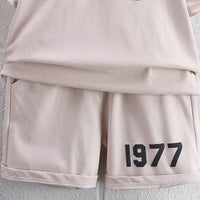 Boys Apricot Numeric Print Short Sleeve T-Shirt With Shorts Sets 2 pc. Sets